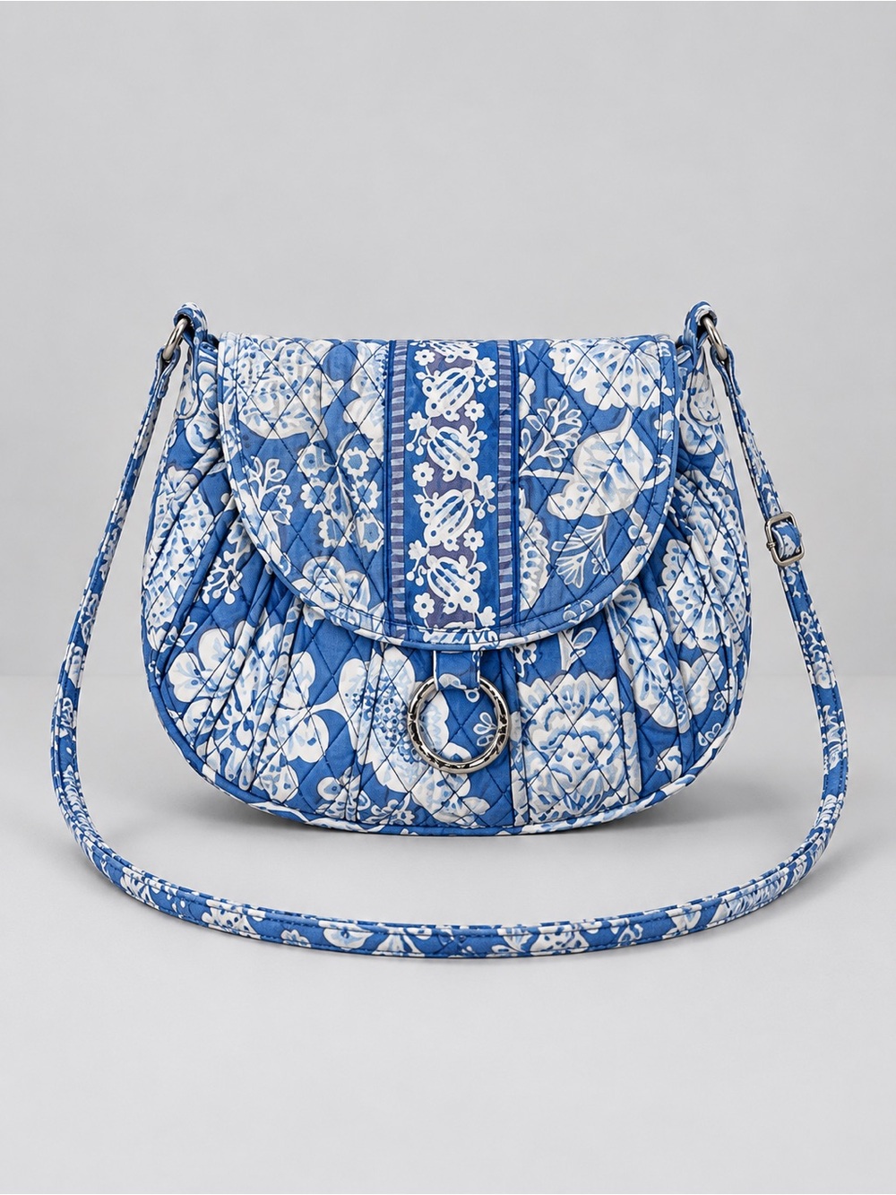 Vera Bradley Quilted Saddle Up Crossbody Bag Retired Blue Lagoon Pattern Purse